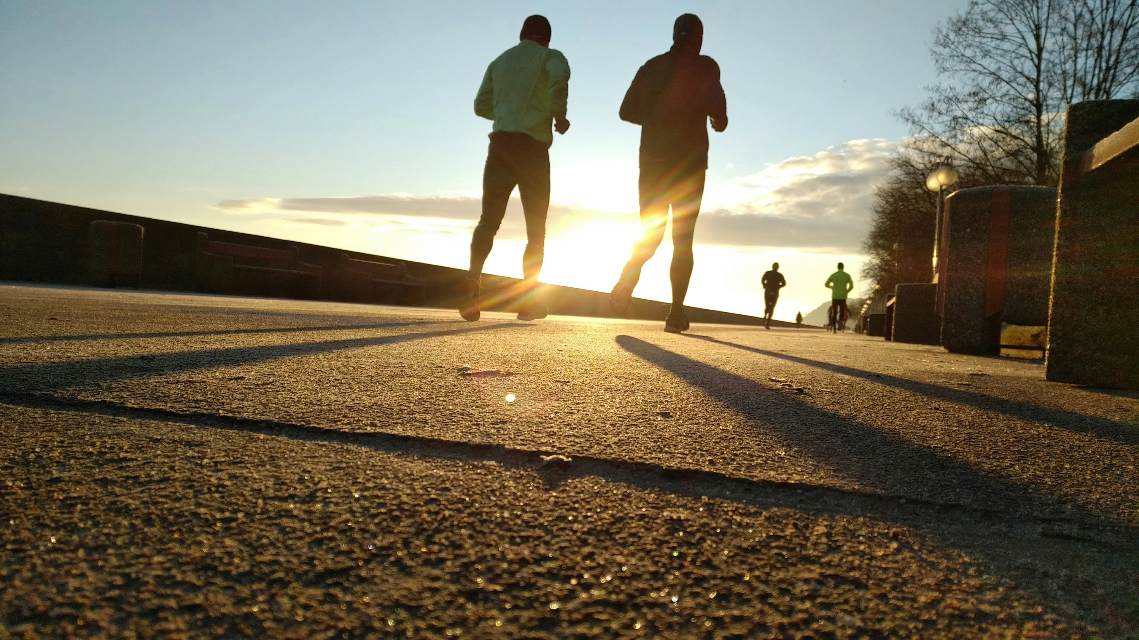 Runners at sunrise
